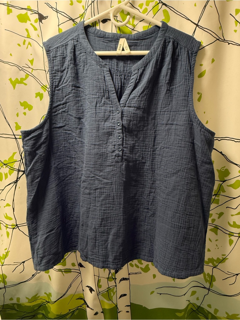 Pact Coastal Double Gauze set French Navy - Henley Tank and Split Hem Pants XXL - Picture 6 of 8